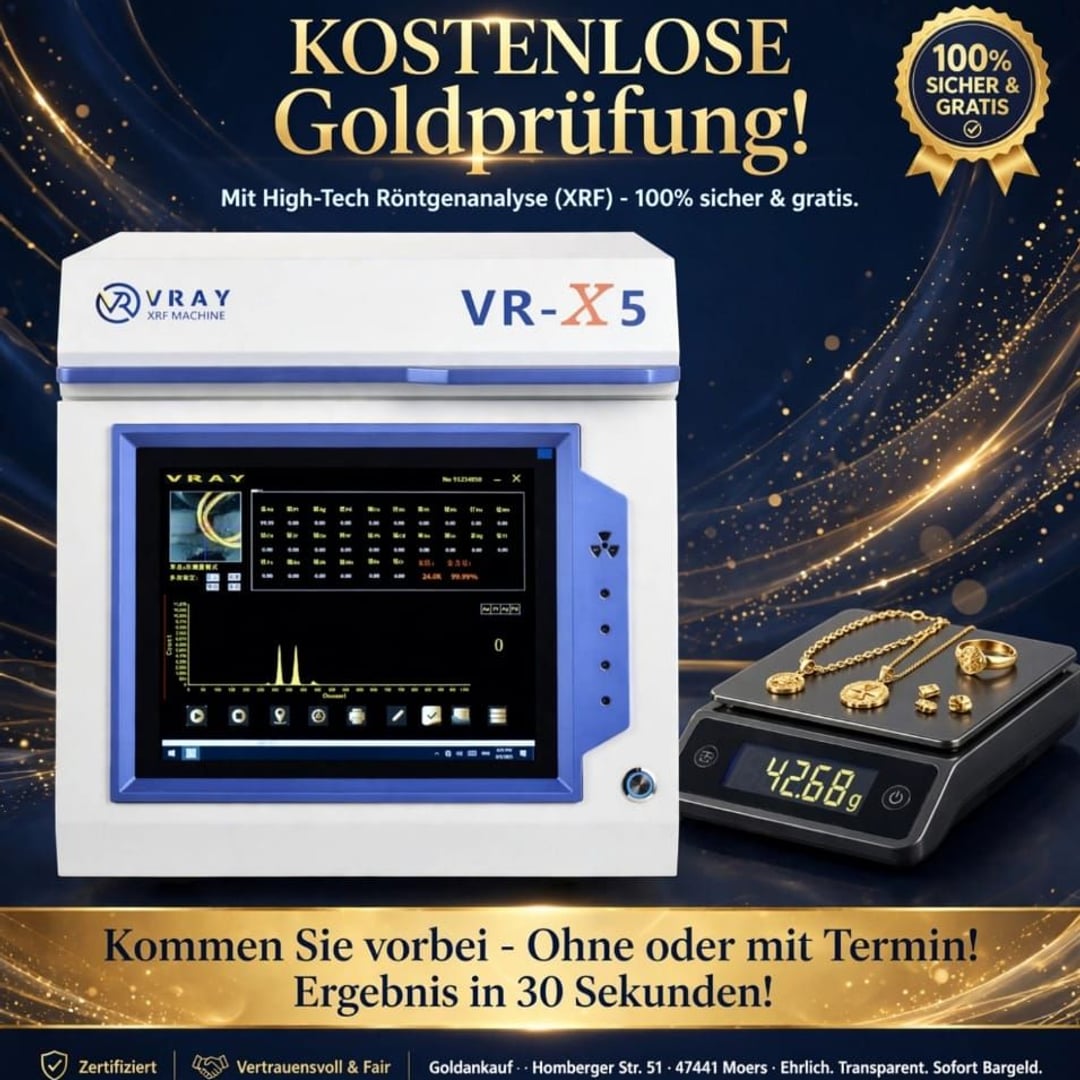 Echte VRAY VR-X5 Maschine für die kostenlose Goldprüfung in Moers